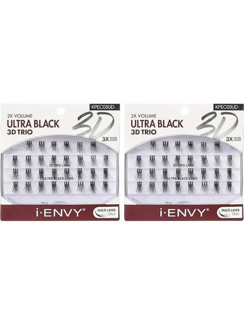 Ultra Black 3D Trio Individual Lash Extensions Long Double Volume 2-Pack New